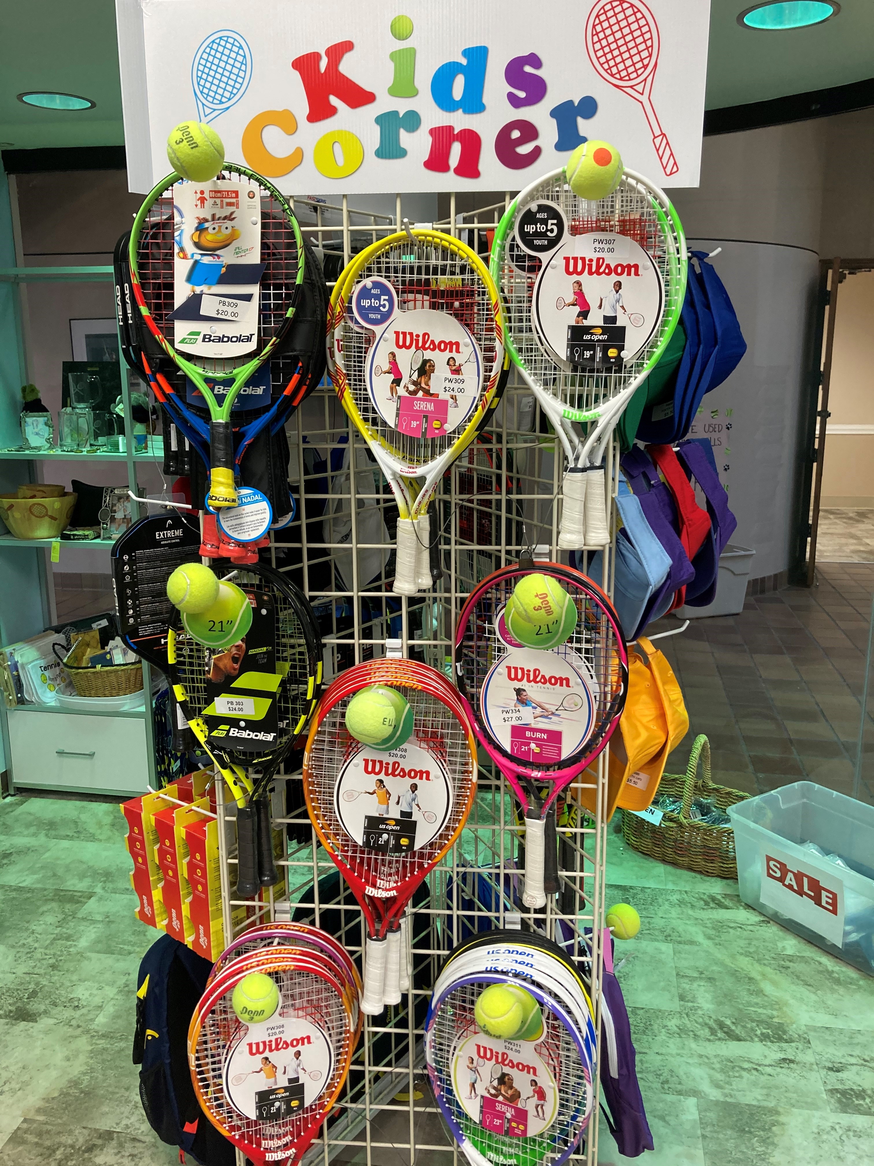 Kids racket display 